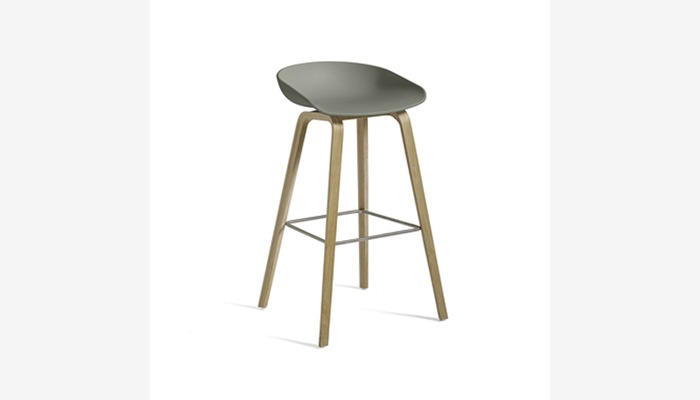Laboratorium Ny ankomst Stat HAY AAS32 barstol høj, sæbe eg/rustfri stål/dusty green | Art & Design